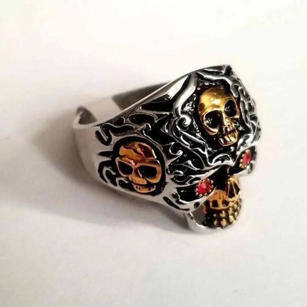 New stainless‎ steel skull ring size 10